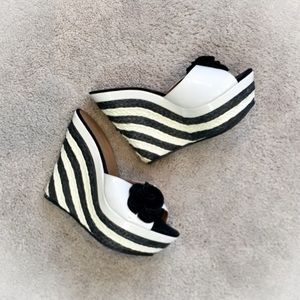 Black and White Platform Sandals